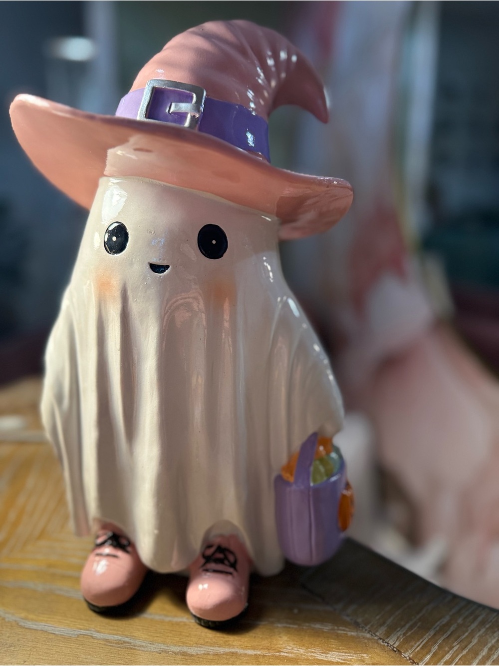 Viral T.J.Maxx Pink & Purple Ghost Witch Resin Figurine